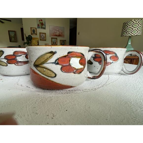 3 Vintage Octagiri Floral Soup Cup Coffee Mug - Picture 4 of 14
